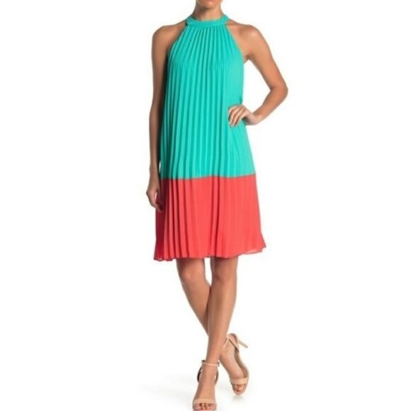 NWT One One Six‎ Colorblock Pleated Mini Dress - Picture 1 of 10